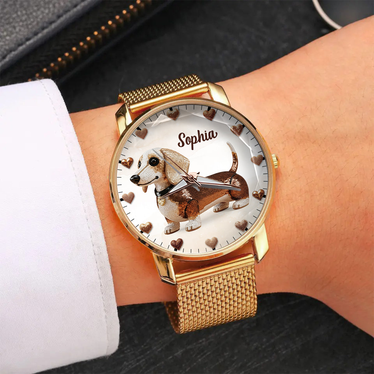 Montre-bracelet personnalisée pour femme, motif chien, idéale pour les amoureux des chiens. 