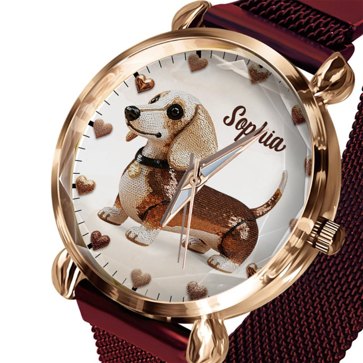 Montre-bracelet personnalisée pour femme, motif chien, idéale pour les amoureux des chiens. 