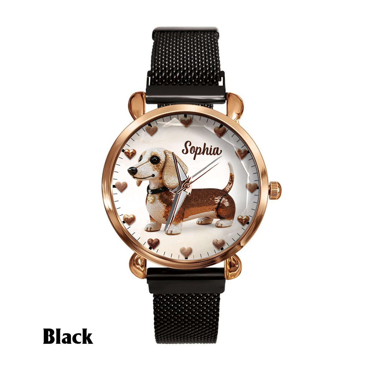 Montre-bracelet personnalisée pour femme, motif chien, idéale pour les amoureux des chiens. 