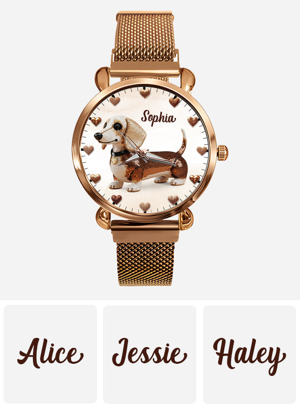 Montre-bracelet personnalisée pour femme, motif chien, idéale pour les amoureux des chiens. 