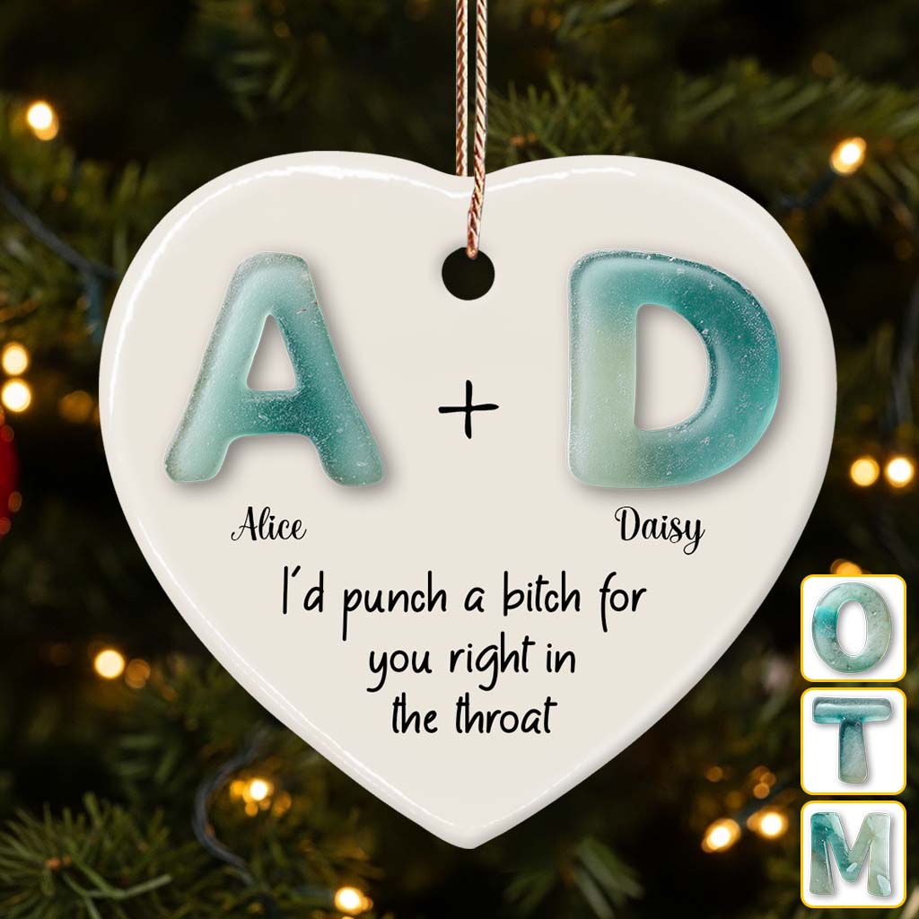Joyeux Noël à ma meilleure amie ! - Ornement en forme de cœur en céramique personnalisé