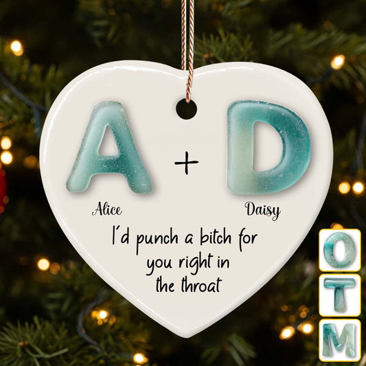 Joyeux Noël à ma meilleure amie ! - Ornement en forme de cœur en céramique personnalisé