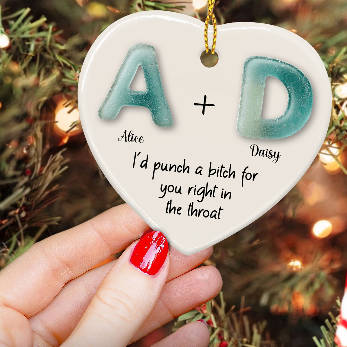 Joyeux Noël à ma meilleure amie ! - Ornement en forme de cœur en céramique personnalisé