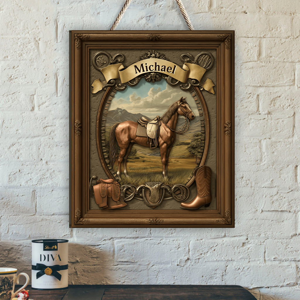J'adore les chevaux - Panneau en bois personnalisé en forme de cheval