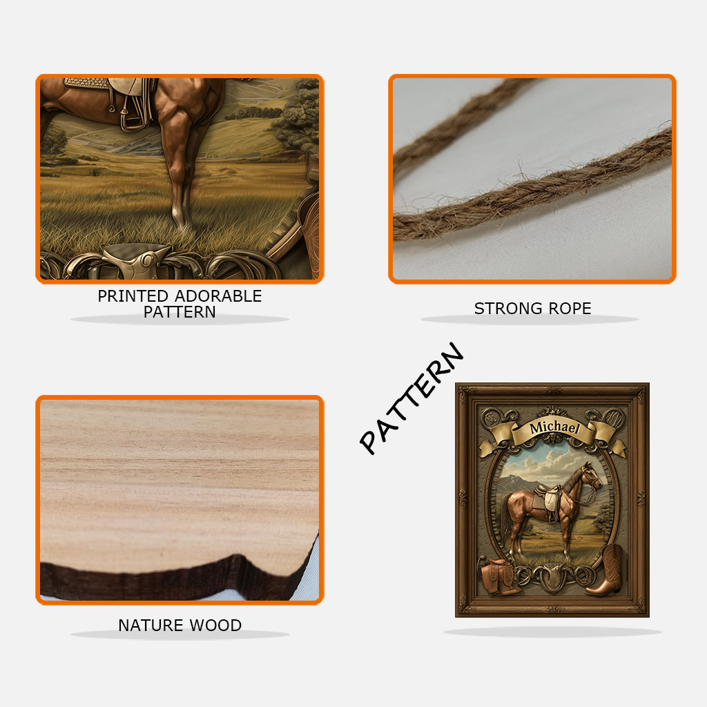 J'adore les chevaux - Panneau en bois personnalisé en forme de cheval