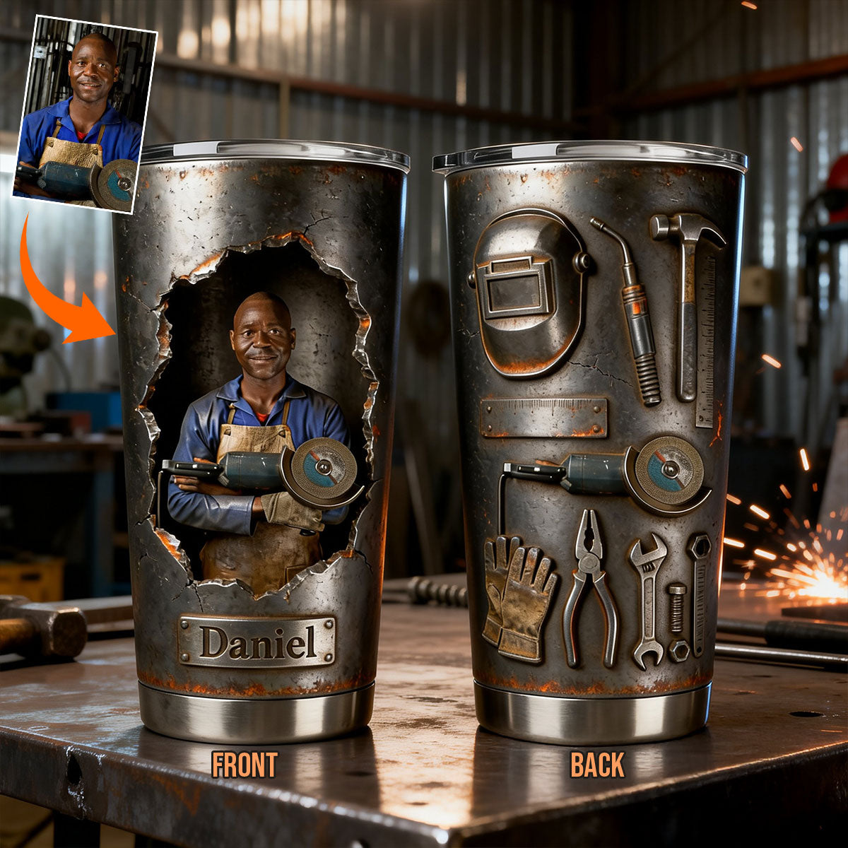 Custom From Any Photo - Personalized Welder Tumbler