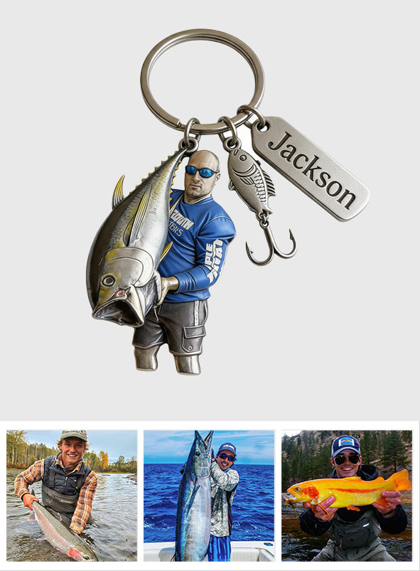Porte-clés personnalisé pour les passionnés de pêche - Porte-clés de pêche personnalisé avec breloques