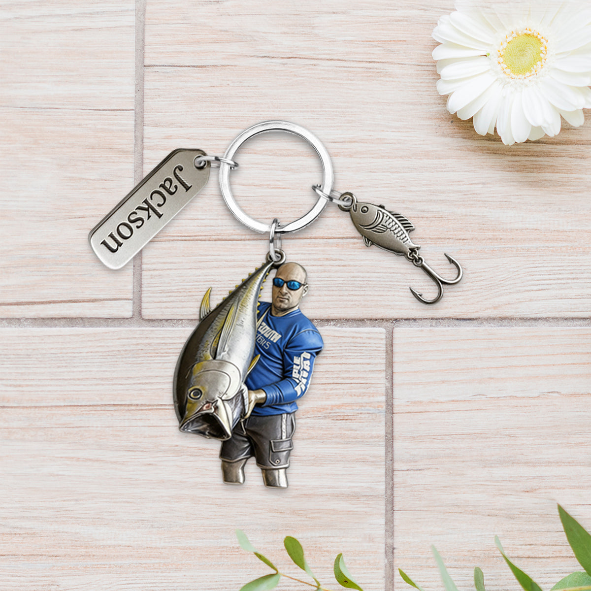 Porte-clés personnalisé pour les passionnés de pêche - Porte-clés de pêche personnalisé avec breloques