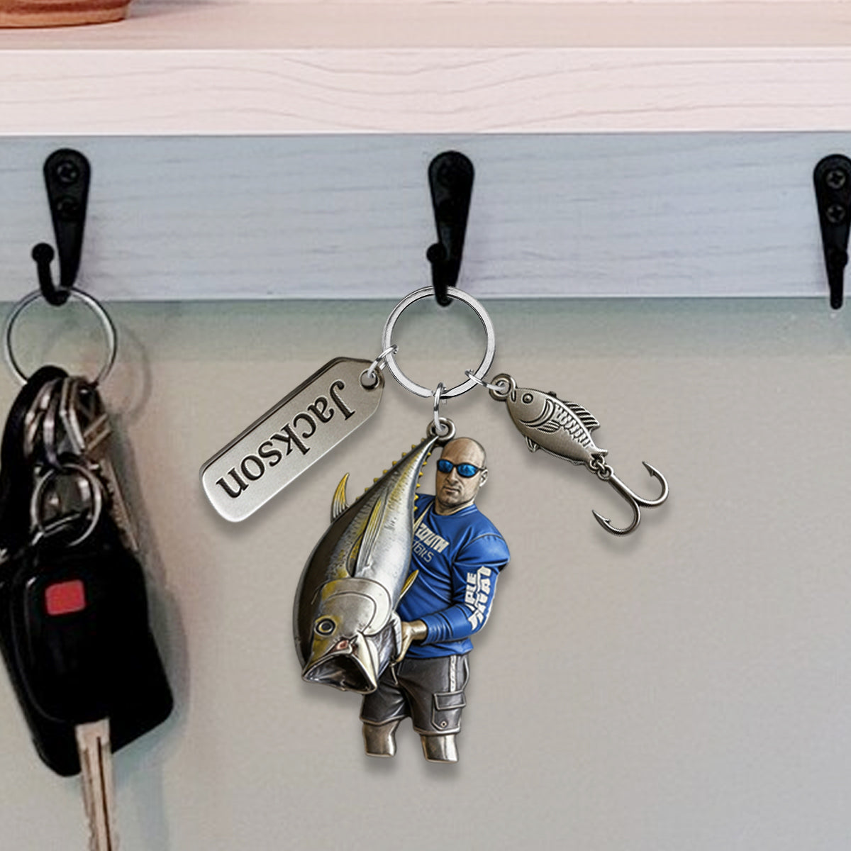 Porte-clés personnalisé pour les passionnés de pêche - Porte-clés de pêche personnalisé avec breloques