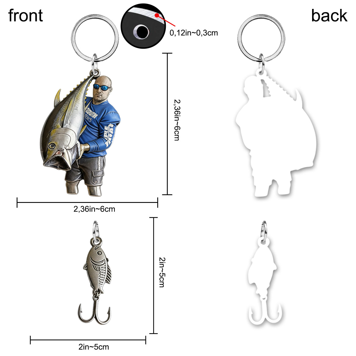 Porte-clés personnalisé pour les passionnés de pêche - Porte-clés de pêche personnalisé avec breloques