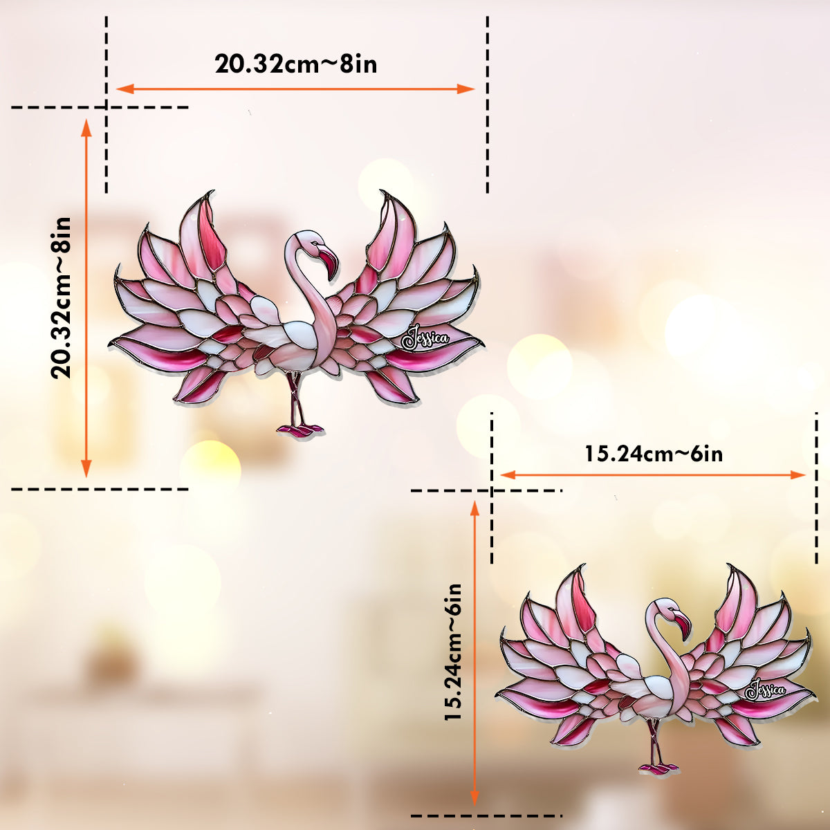 J'adore les flamants roses - Ornement attrape-soleil personnalisé à suspendre à la fenêtre, motif flamant rose 