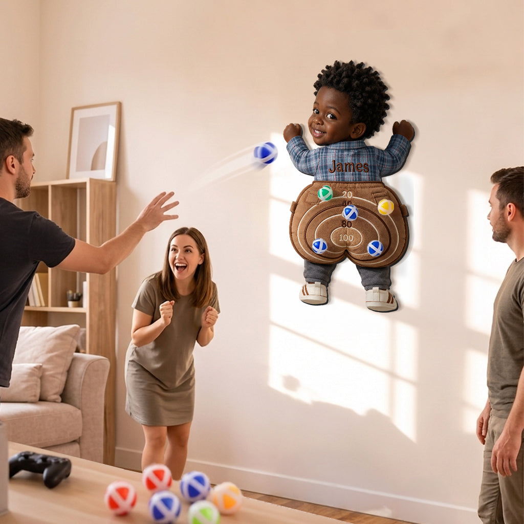 Ready, Aim, Giggle! - Personalized Kid Sticky Ball Dart Board Set