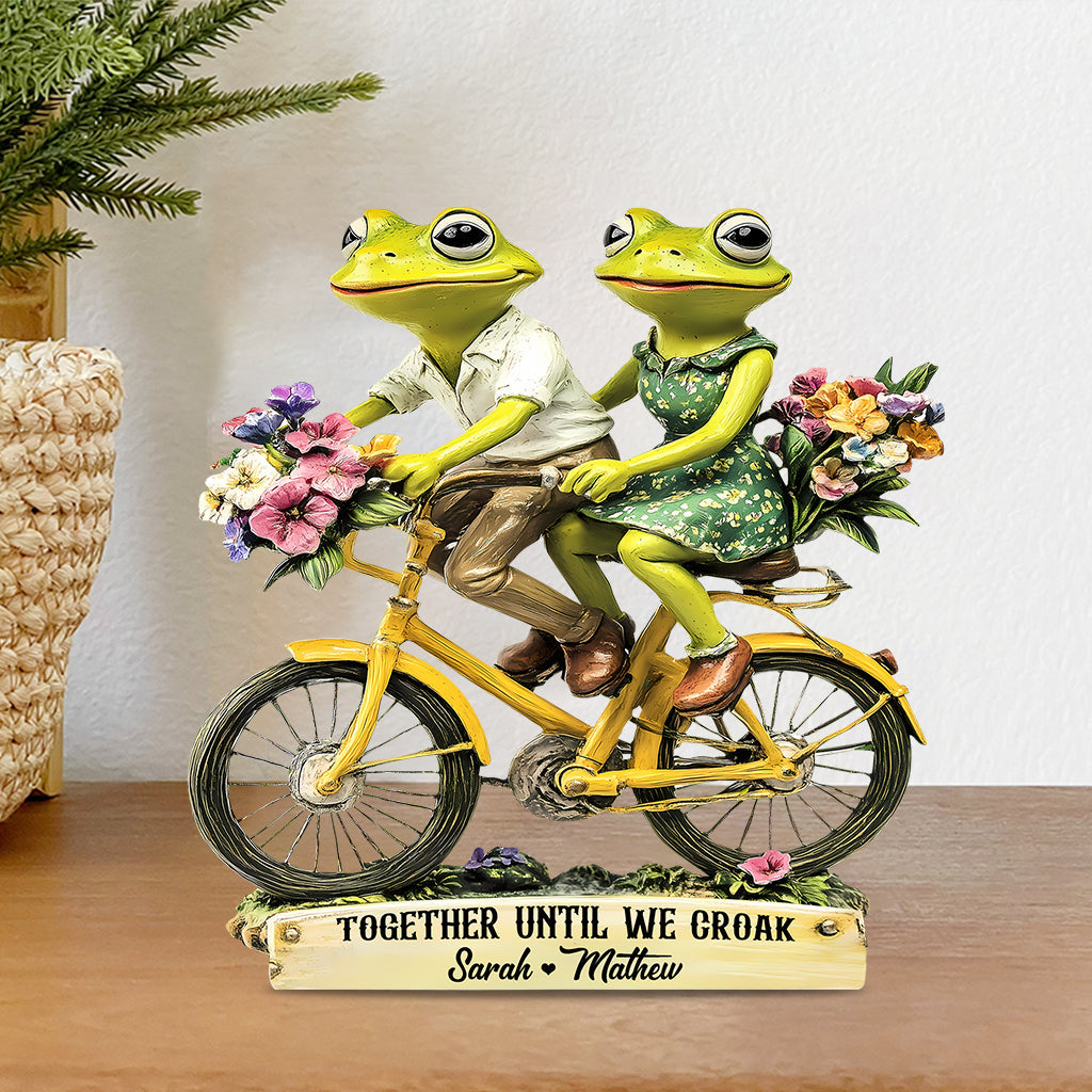 Paar Frösche bis zum Umfallen - Personalisierte Acrylplakette in Froschform