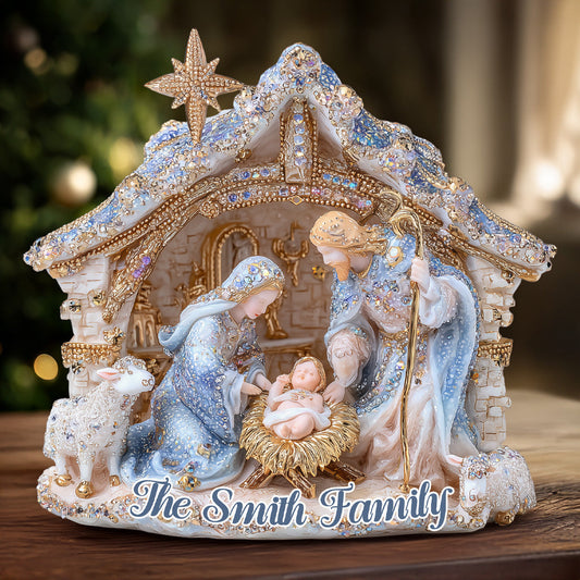 Crèche - Plaque acrylique chrétienne personnalisée en forme de jaquette