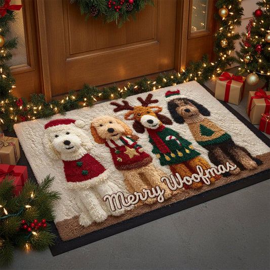 Weihnachtshund - Personalisierter, rutschfester, getufteter Hundeteppich