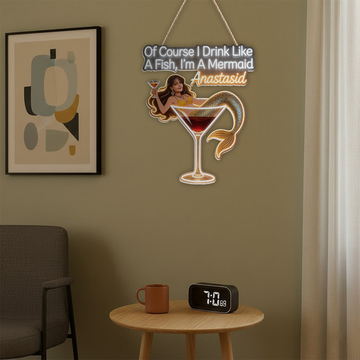 Tipsy Mermaid - Personalisierte Cocktail LED Licht Acrylschild