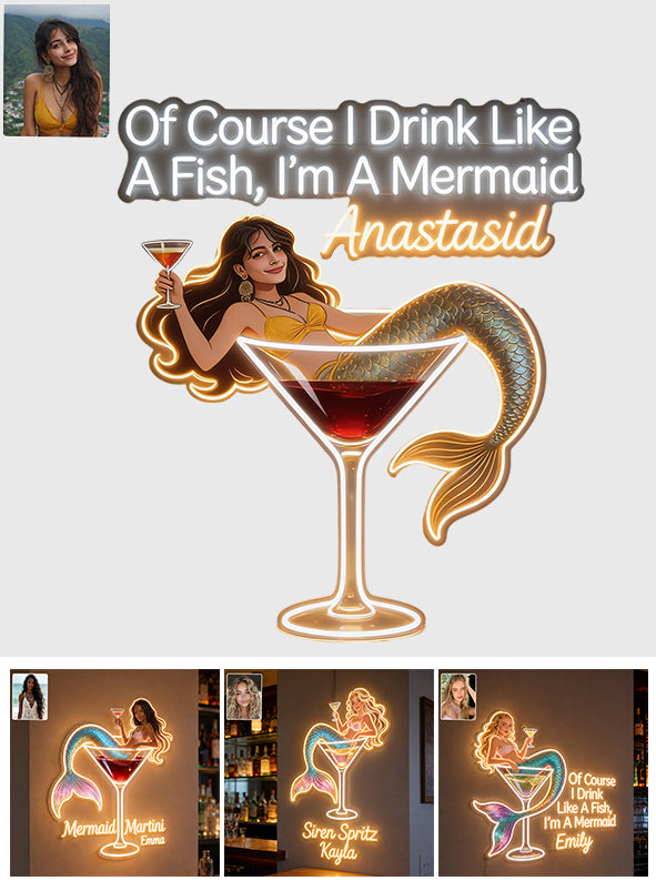 Tipsy Mermaid - Personalisierte Cocktail LED Licht Acrylschild