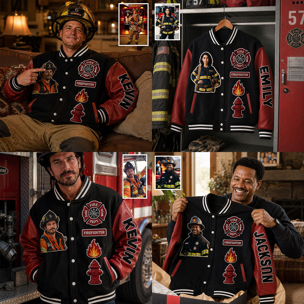 Any Photo Proud Firefighter - Personalized Firefighter Varsity Jacket