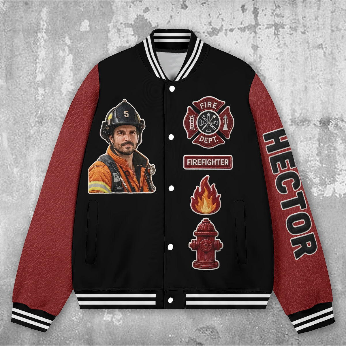 Any Photo Proud Firefighter - Personalized Firefighter Varsity Jacket