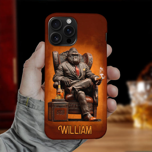 Whiskey & Cigar Gorilla – Personalisierte Handyhülle mit Whisky-Vollbilddruck