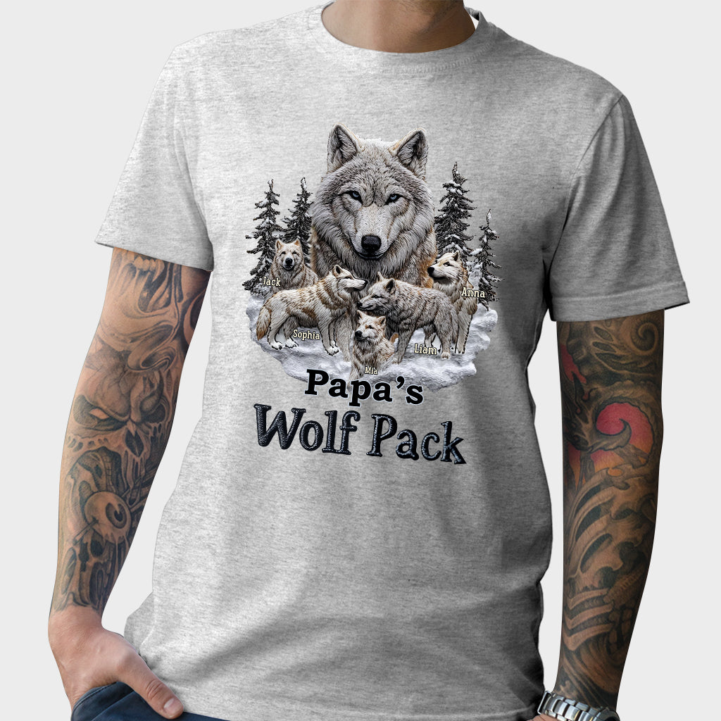 Papa's Wolf Pack - Personalized Father T-shirt And Hoodie