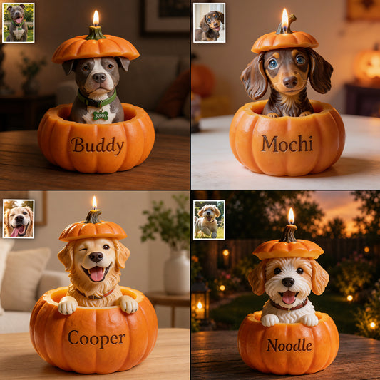 Boo Buddy Pumpkin - Personalized Dog Custom Shape Wooden Candle Holder