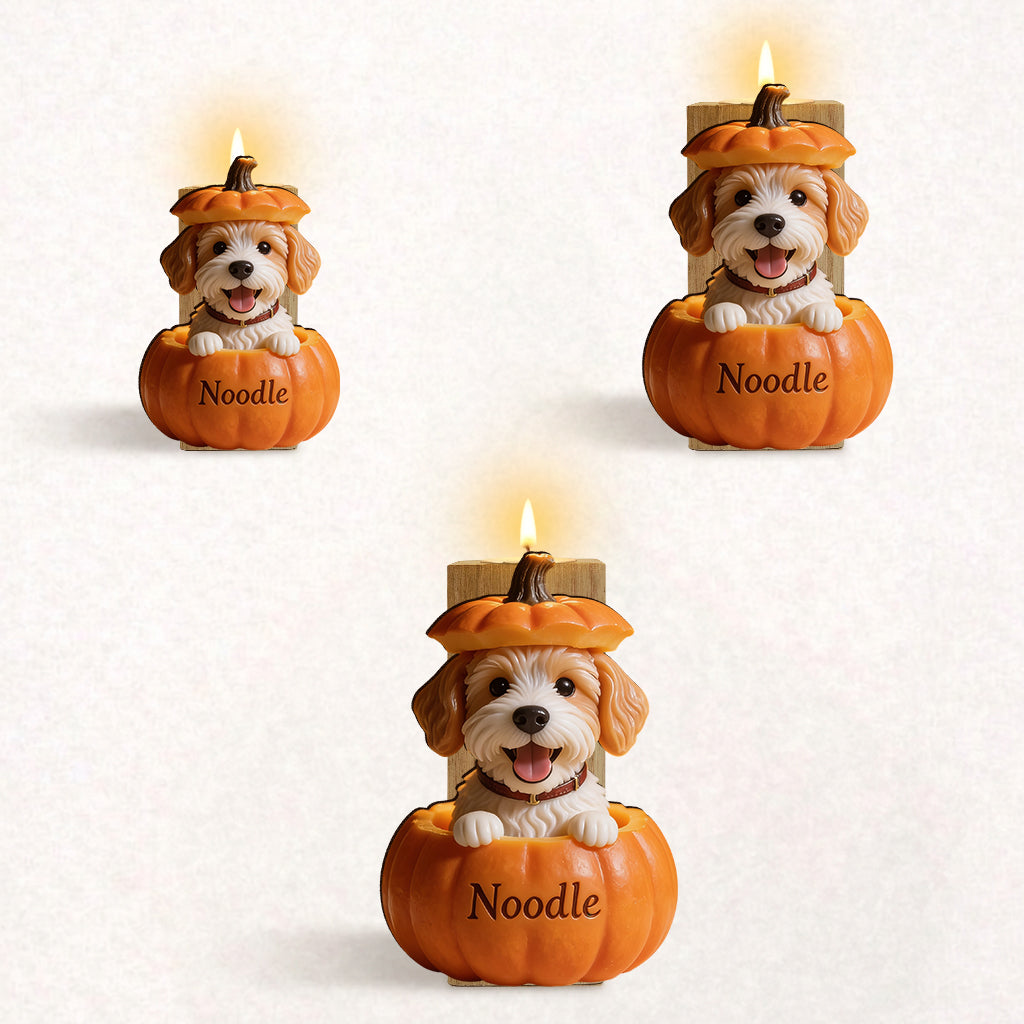 Boo Buddy Pumpkin - Personalized Dog Custom Shape Wooden Candle Holder