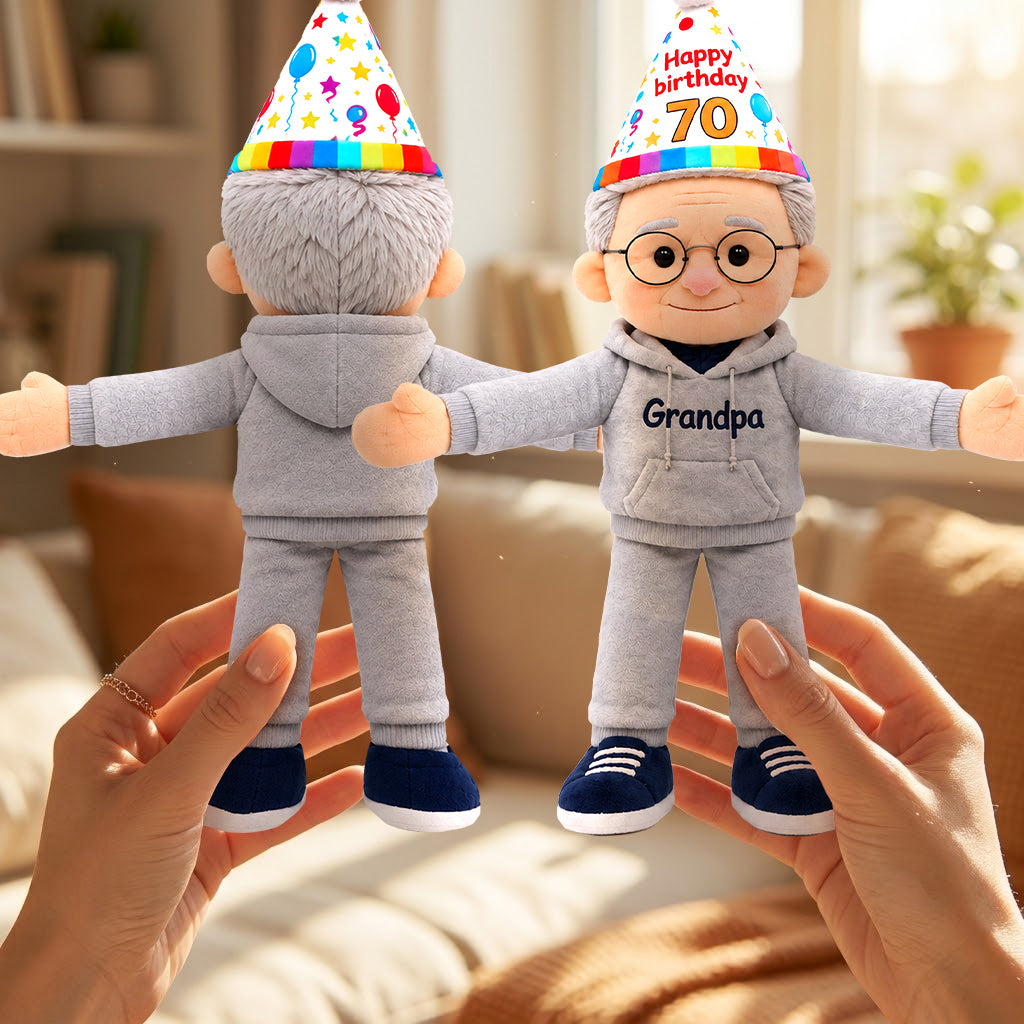 Custom Any Photo - Personalized Birthday Posable Plush Doll