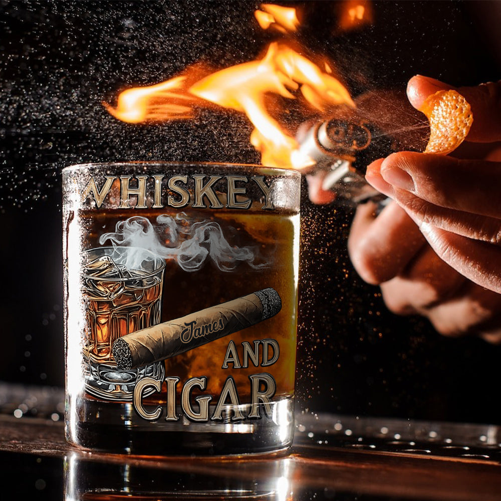 Verre à whisky personnalisé Whiskey And Cigar -