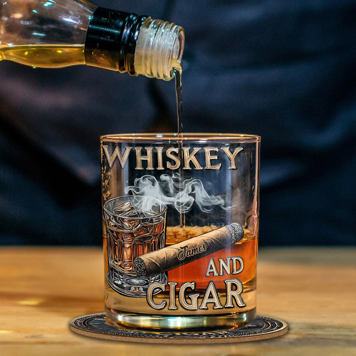 Verre à whisky personnalisé Whiskey And Cigar -