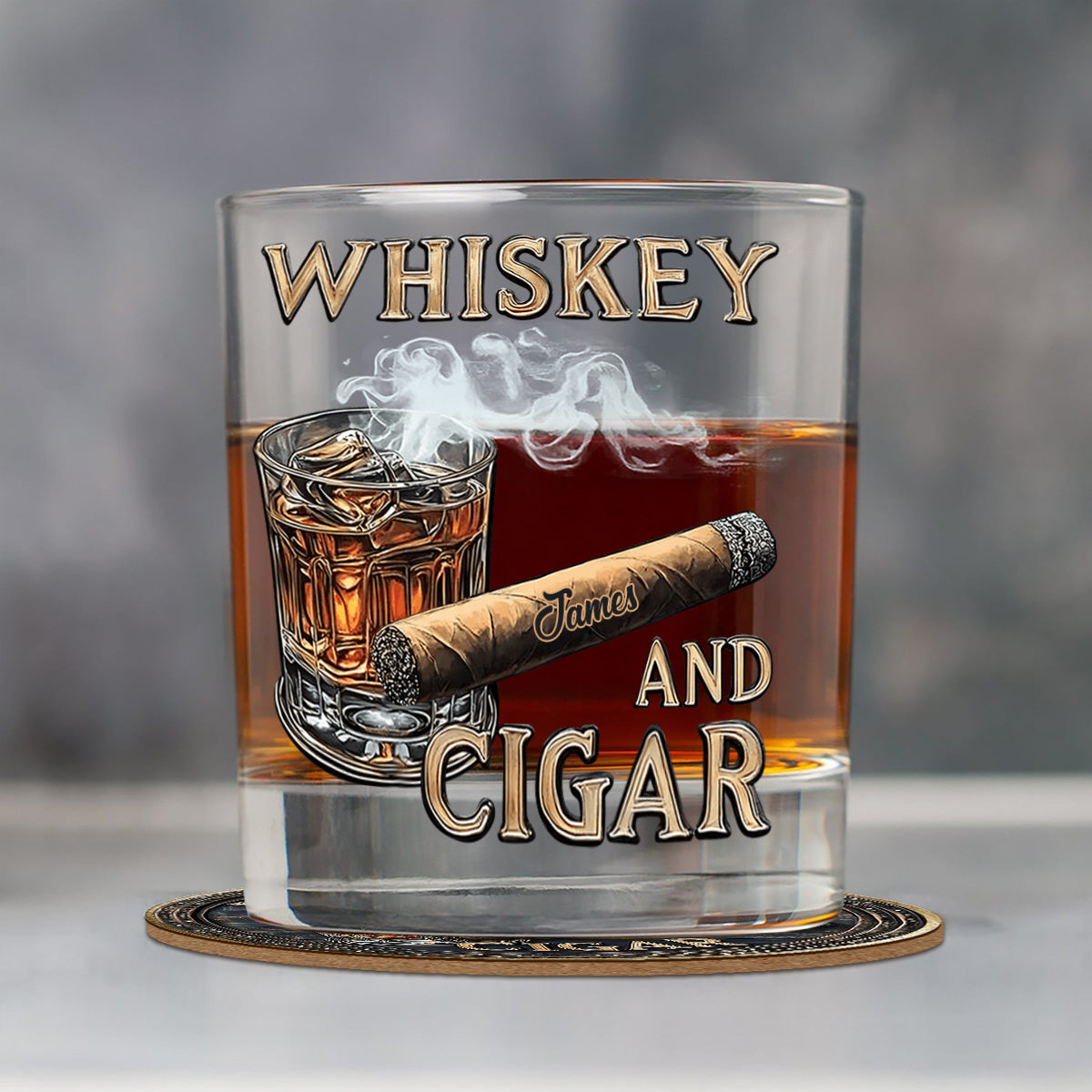 Verre à whisky personnalisé Whiskey And Cigar -