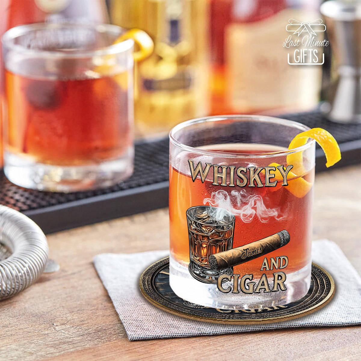 Verre à whisky personnalisé Whiskey And Cigar -