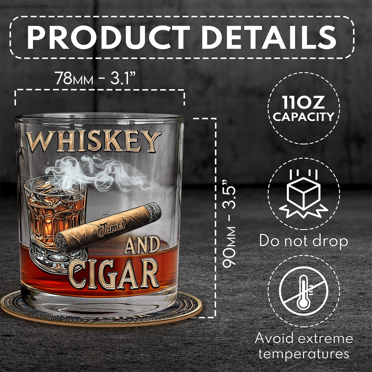 Verre à whisky personnalisé Whiskey And Cigar -