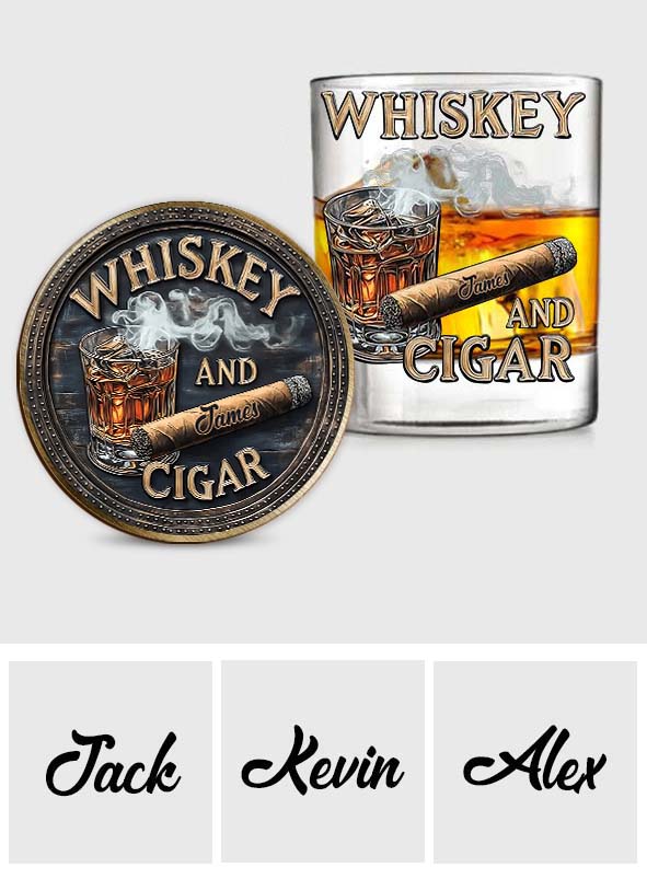 Verre à whisky personnalisé Whiskey And Cigar -