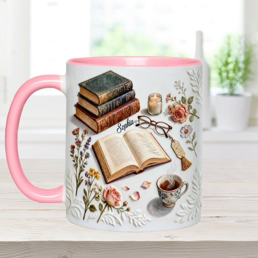 Une fille qui aime les livres - Mug et sous-verre personnalisés avec motif livre