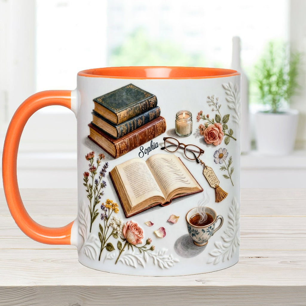 Une fille qui aime les livres - Mug et sous-verre personnalisés avec motif livre