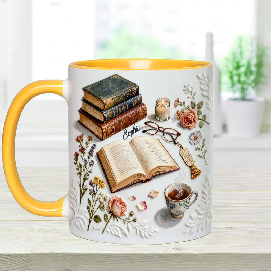 Une fille qui aime les livres - Mug et sous-verre personnalisés avec motif livre