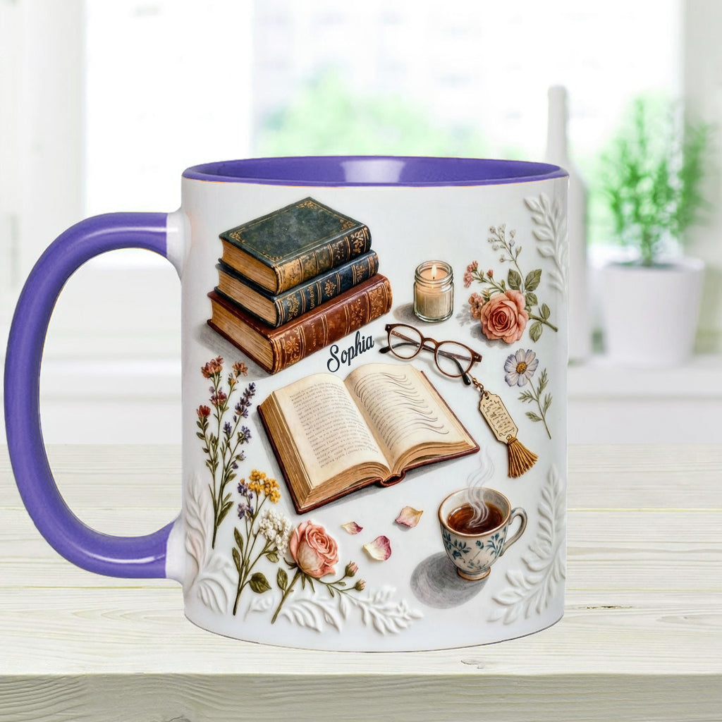 Une fille qui aime les livres - Mug et sous-verre personnalisés avec motif livre