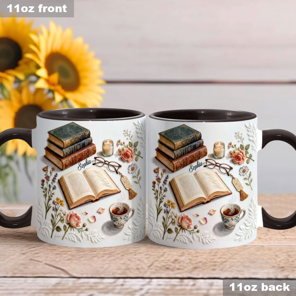 Une fille qui aime les livres - Mug et sous-verre personnalisés avec motif livre