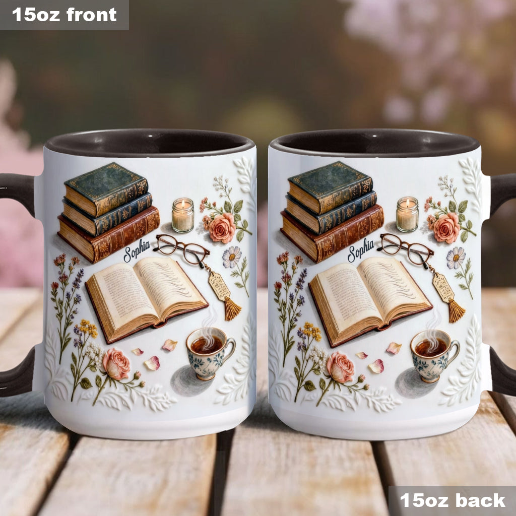 Une fille qui aime les livres - Mug et sous-verre personnalisés avec motif livre