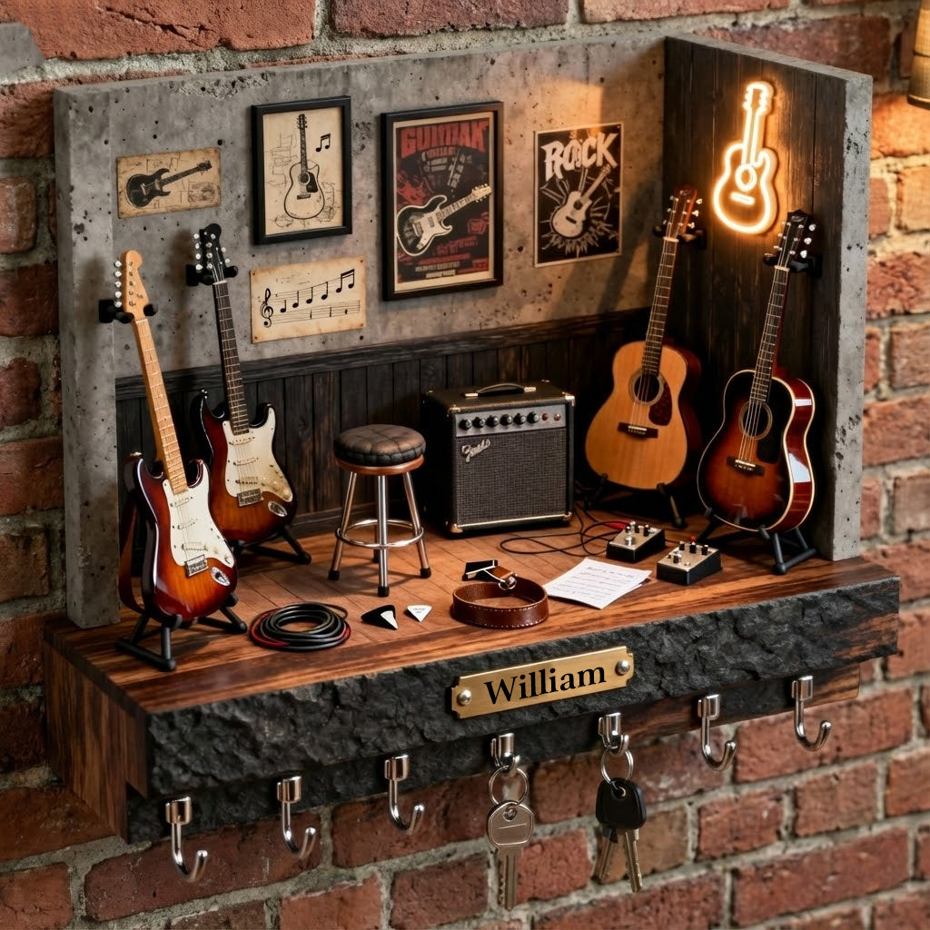 Support mural personnalisé pour guitare - Guitariste