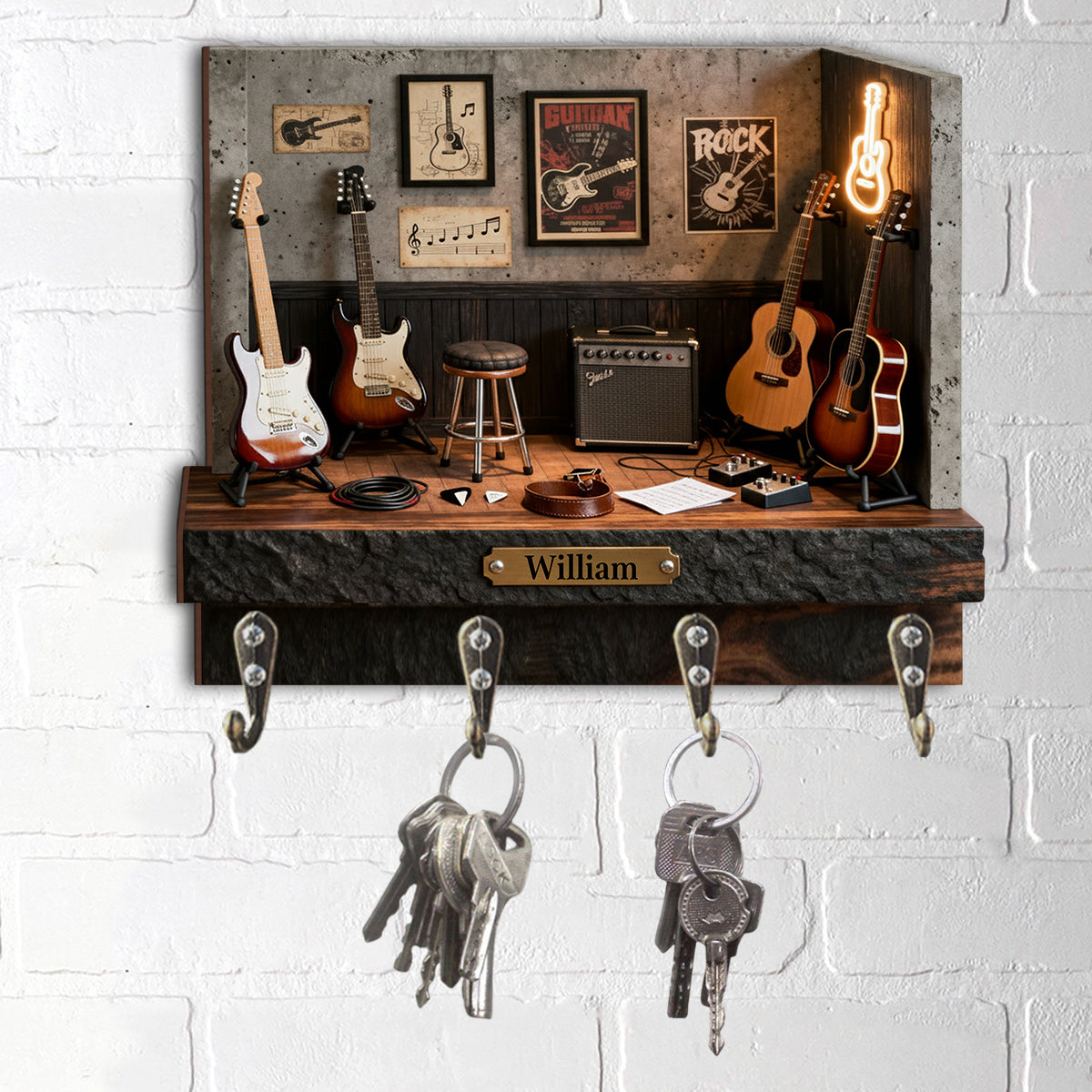 Support mural personnalisé pour guitare - Guitariste