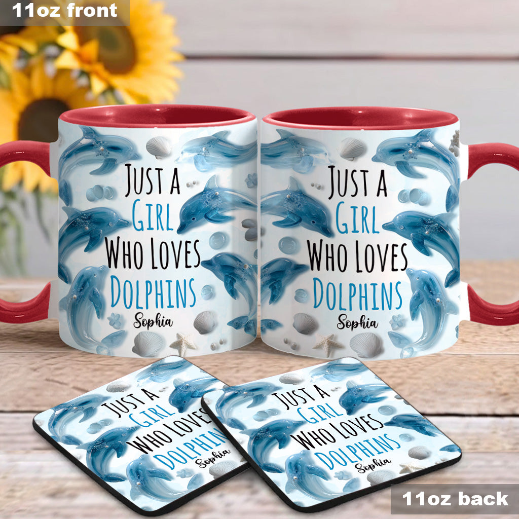Just A Girl Who Loves Dolphins - Personalized Dolphin Accent Mug