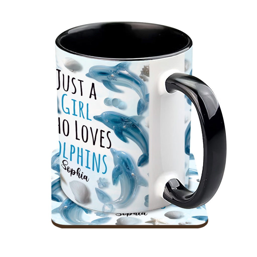 Just A Girl Who Loves Dolphins - Personalized Dolphin Accent Mug
