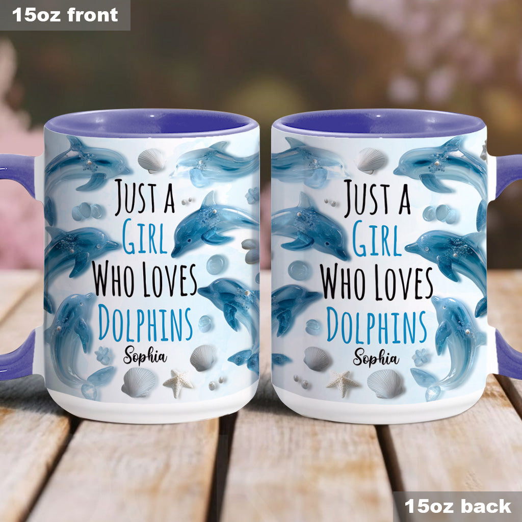 Just A Girl Who Loves Dolphins - Personalized Dolphin Accent Mug