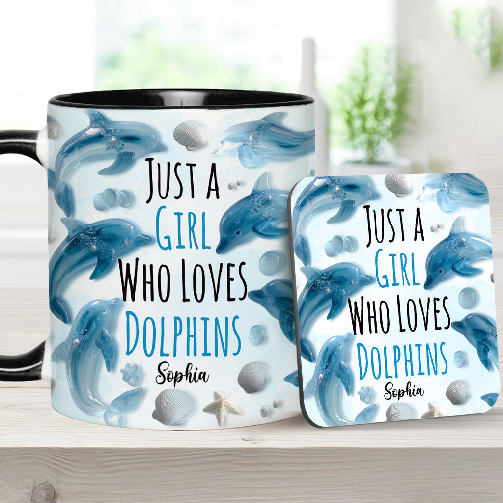 Just A Girl Who Loves Dolphins - Personalized Dolphin Accent Mug