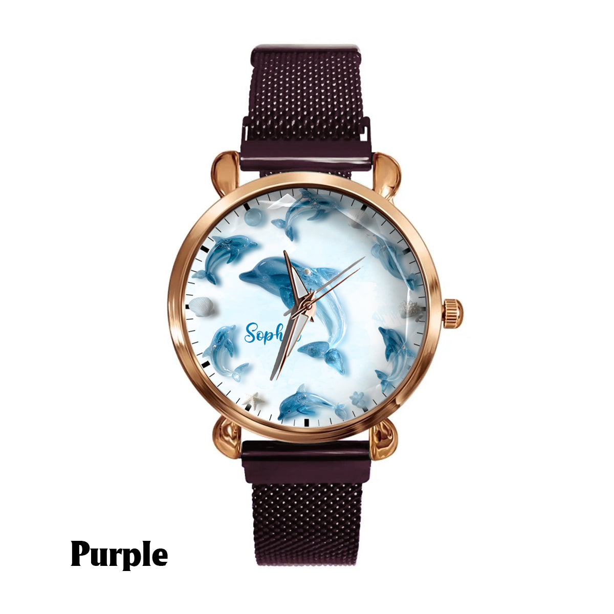Glassy Dolphin - Montre-bracelet personnalisée Dauphin pour femme