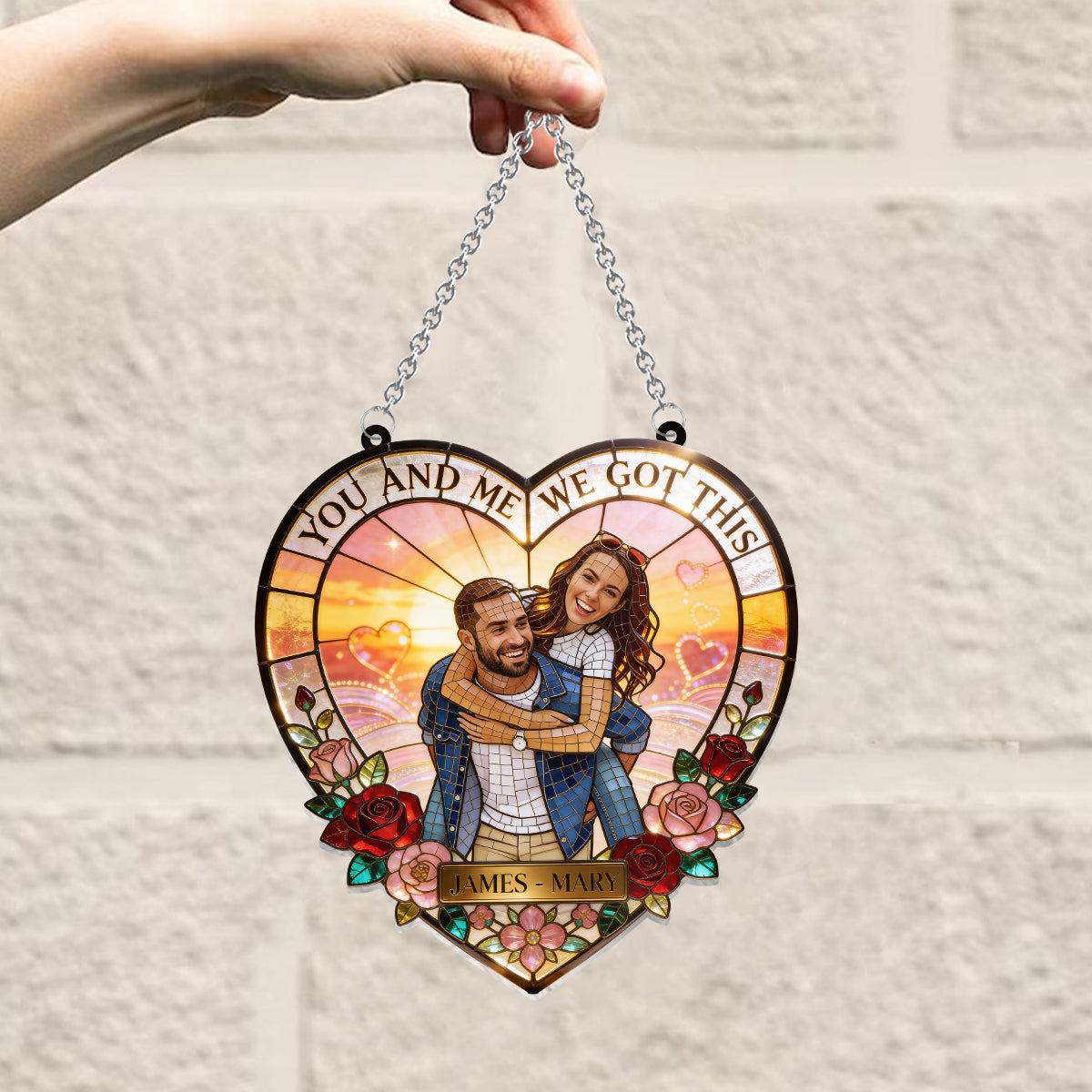 You & Me We Got This - Personalized Couple Window Hanging Suncatcher Ornament