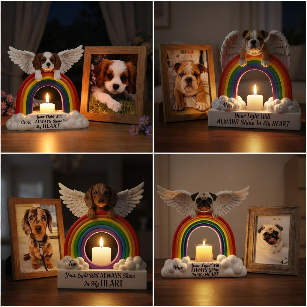Dein Licht wird immer in meinem Herzen leuchten – personalisierter Hunde-Kerzenhalter
