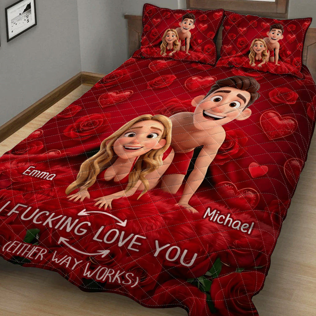Funny Gift For Couple - Personalized Couple Quilt Set